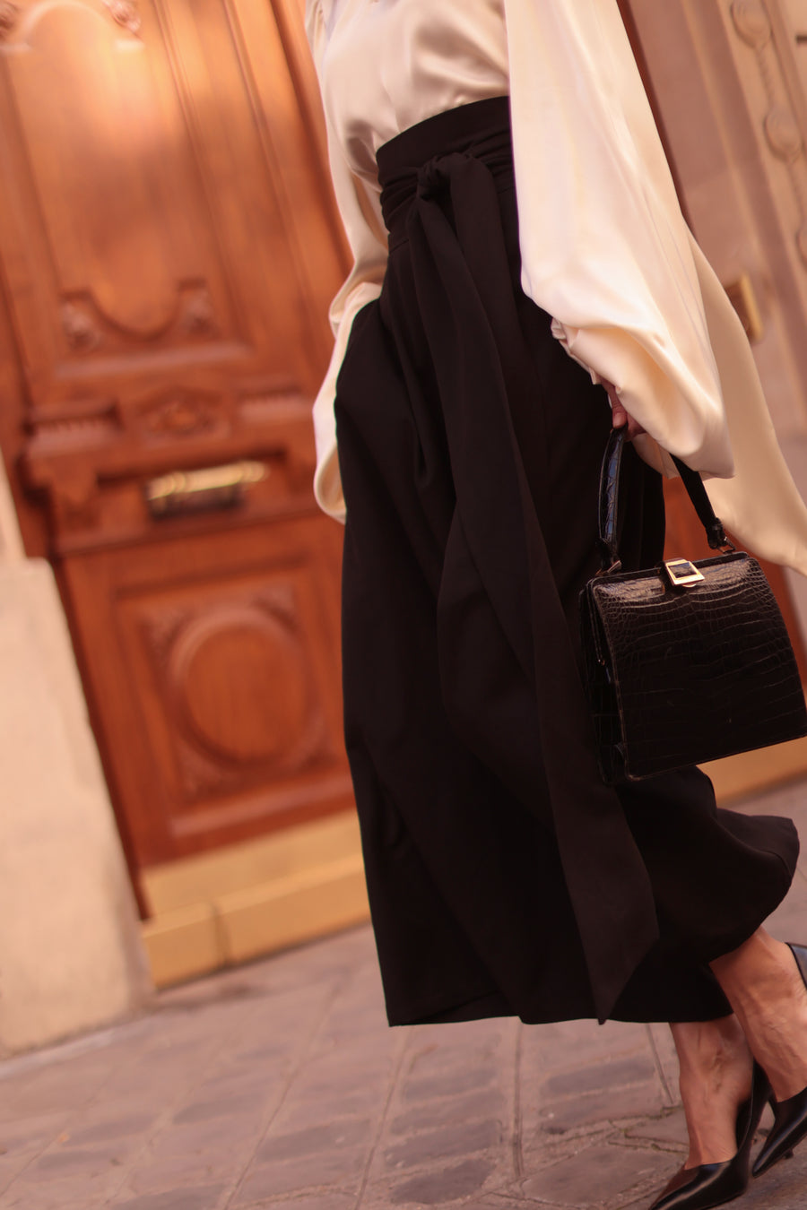 Black Tailored Wrap Trousers