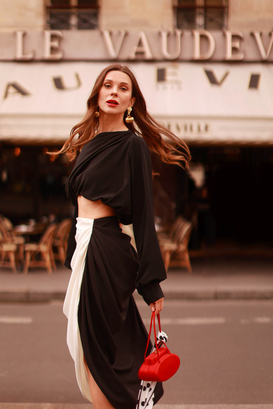 Black Draped Blouse