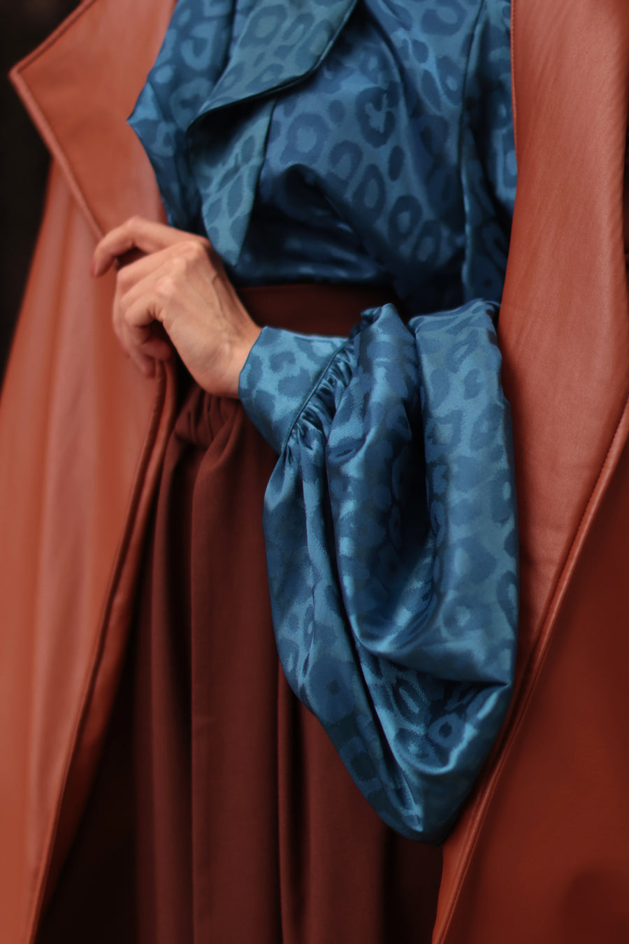 Blue Leopard Baroque Blouse