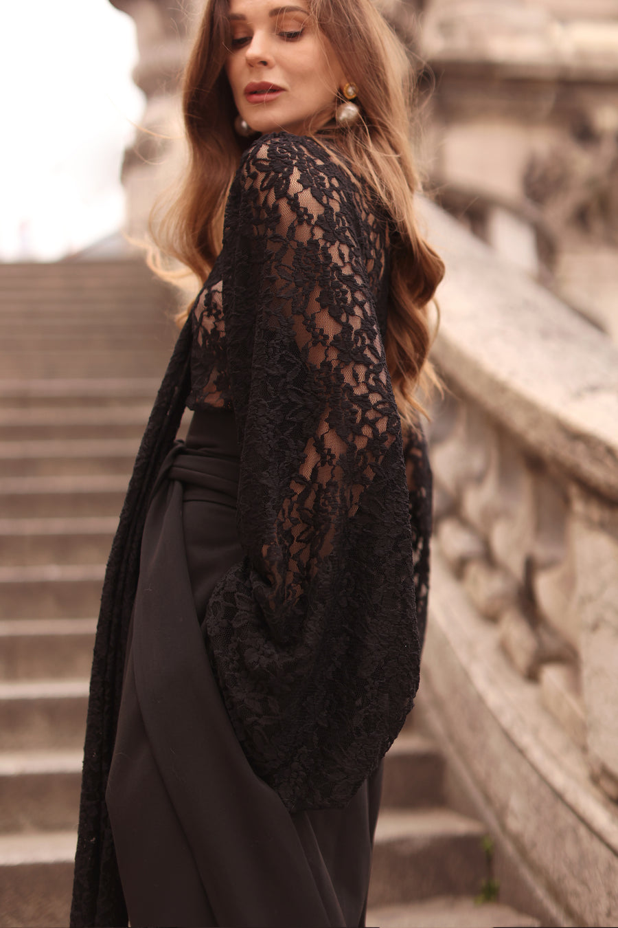 Black Lace Baroque Blouse