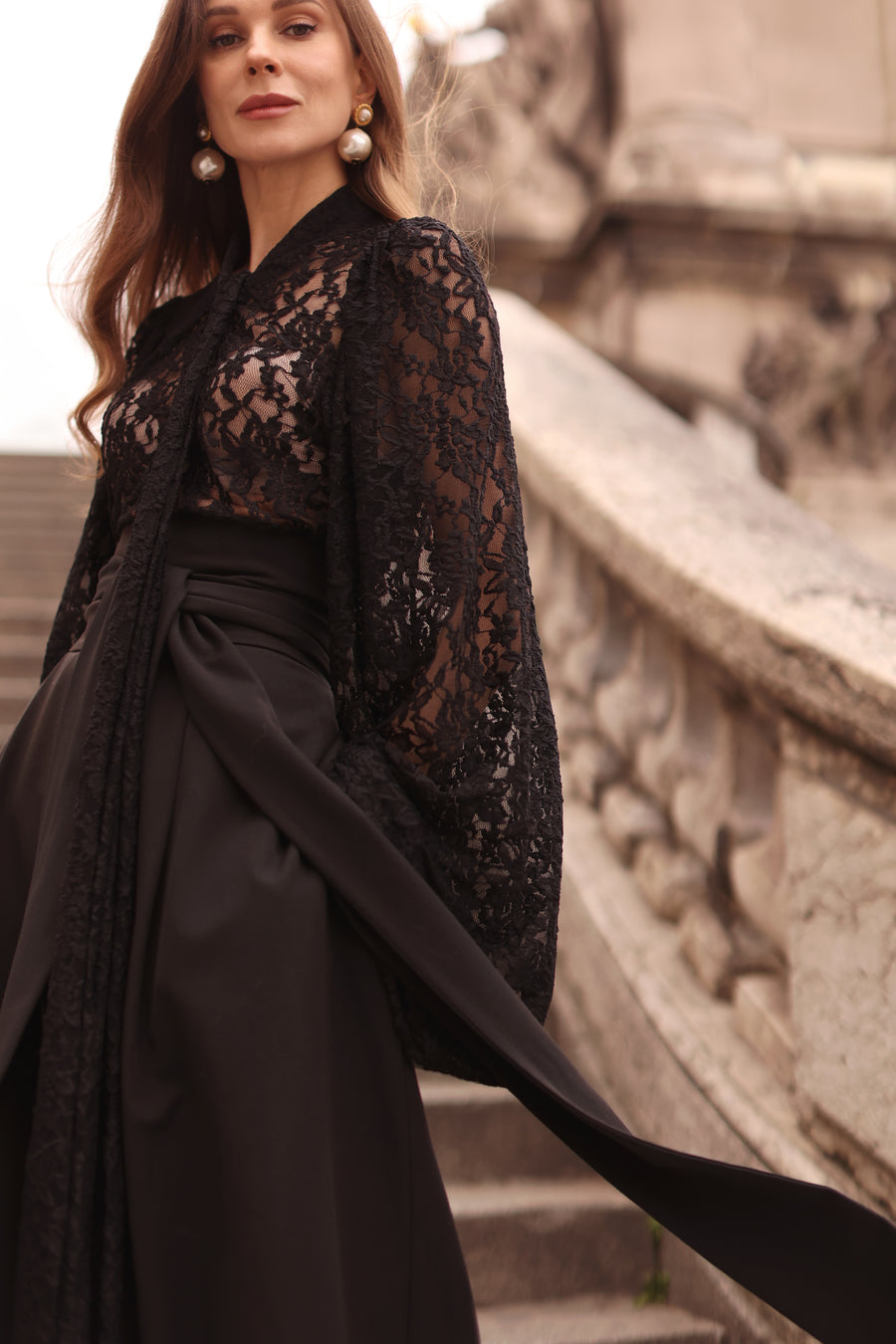 Black Lace Baroque Blouse