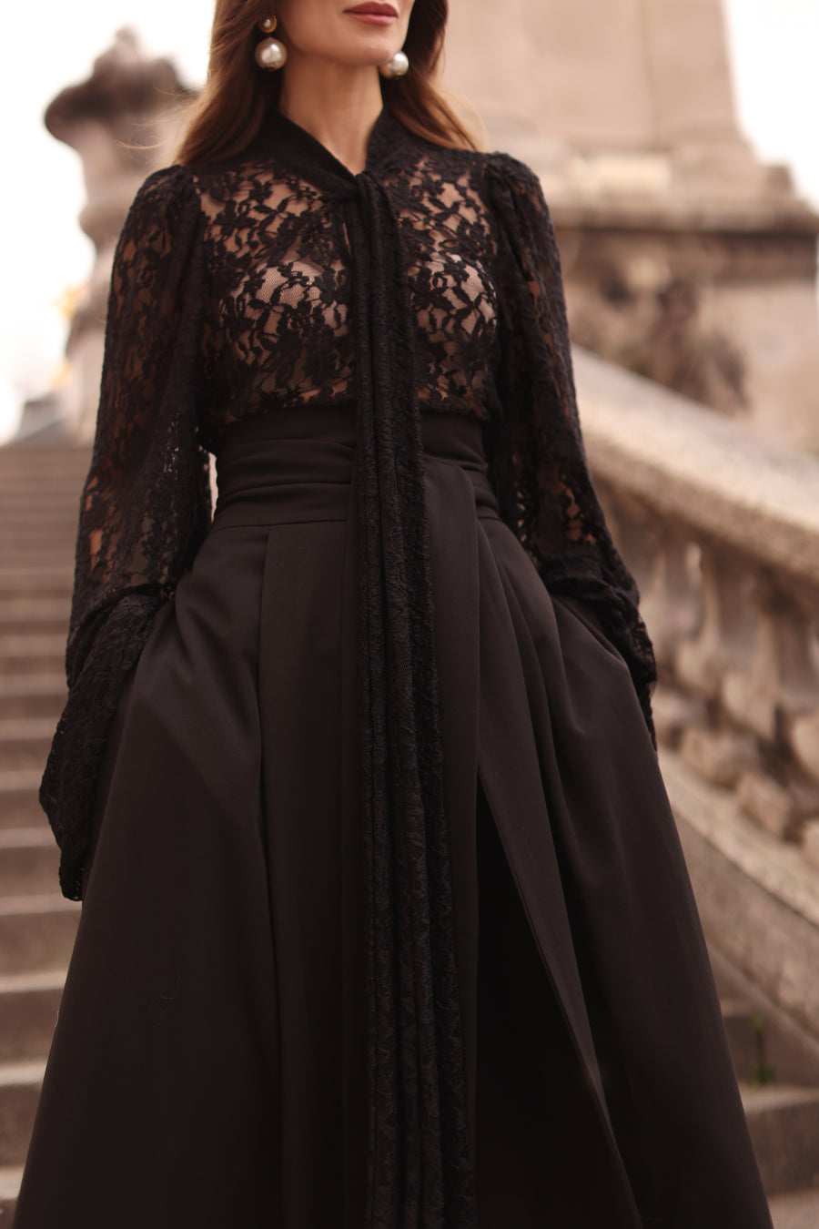 Black Lace Baroque Blouse