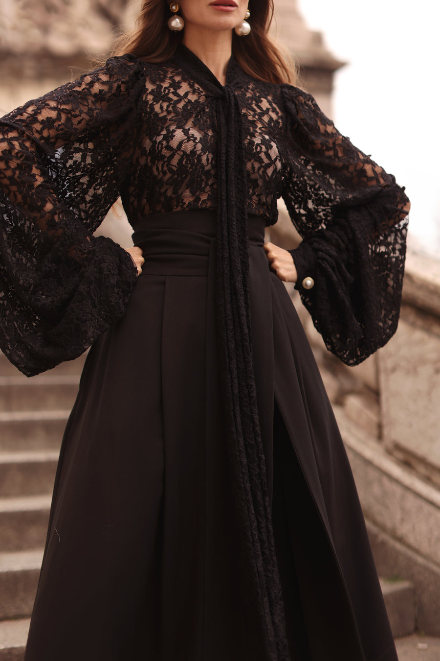 Black Lace Baroque Blouse