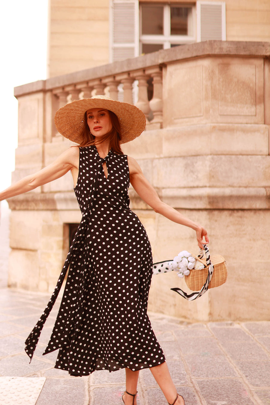 Polka Dot Tailored Tie Dress