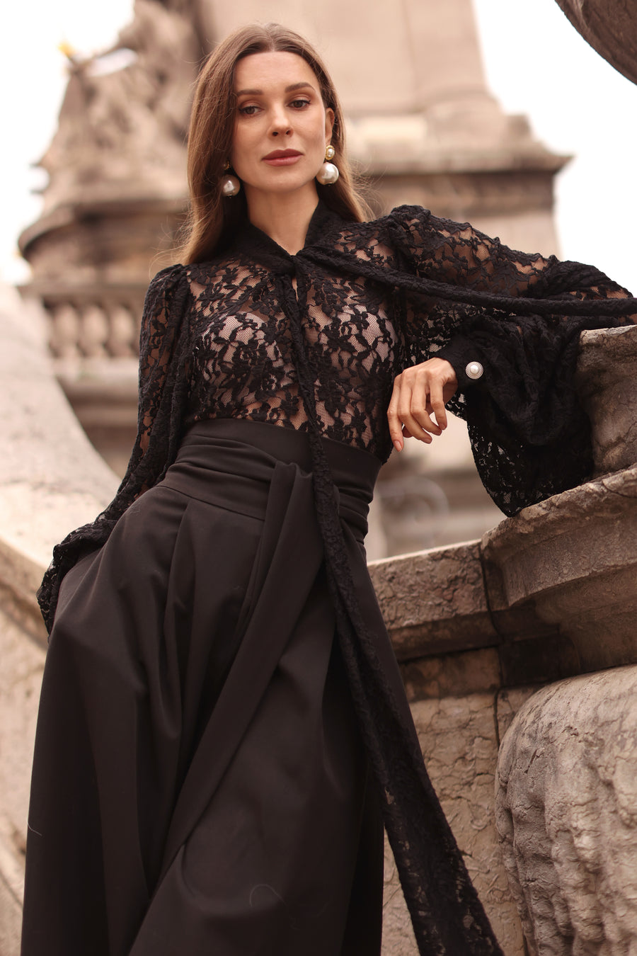 Black Lace Baroque Blouse