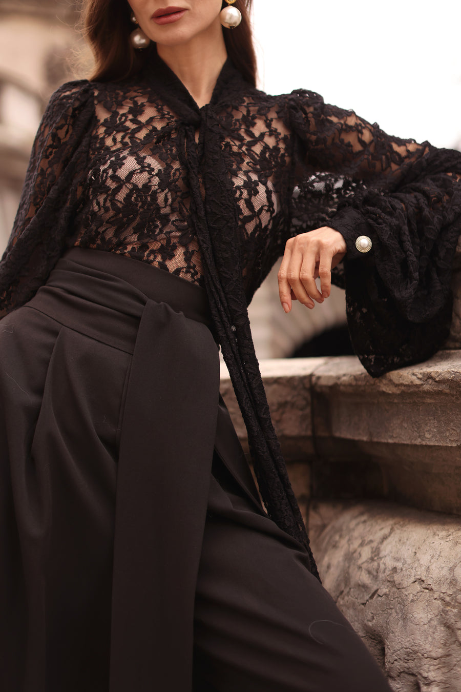 Black Lace Baroque Blouse