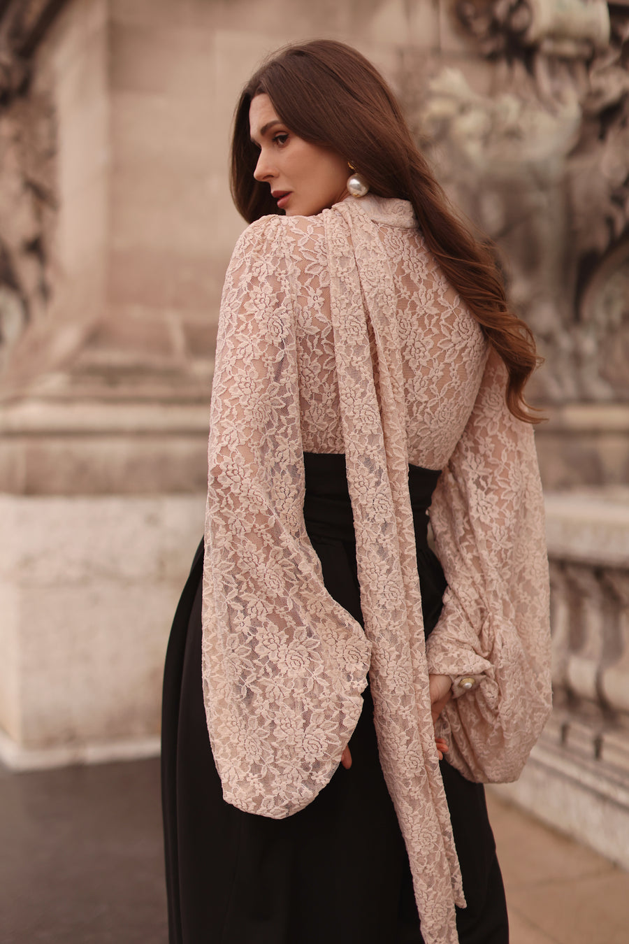 Nude Lace Baroque Blouse