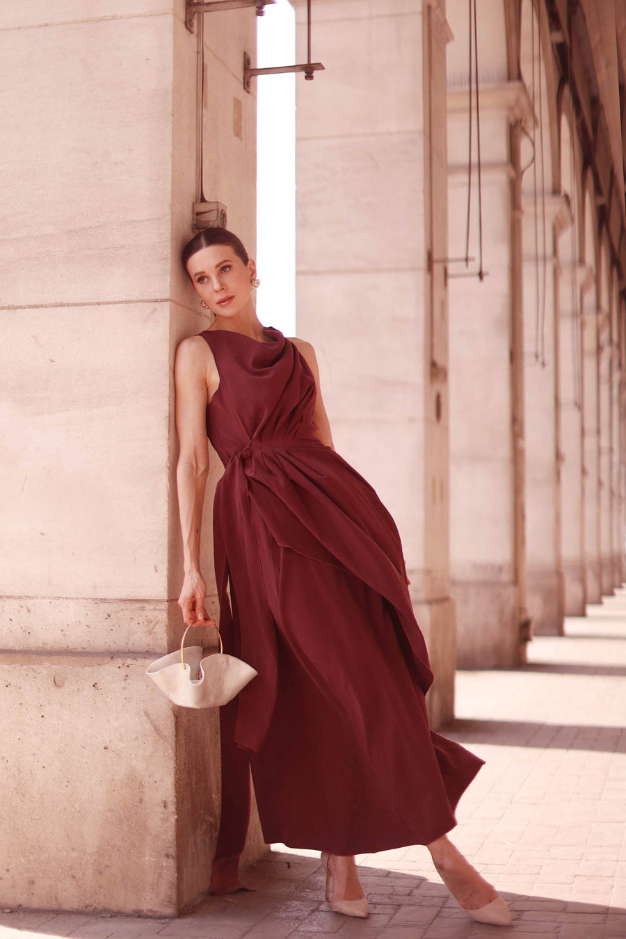 Burgundy Draped Dress