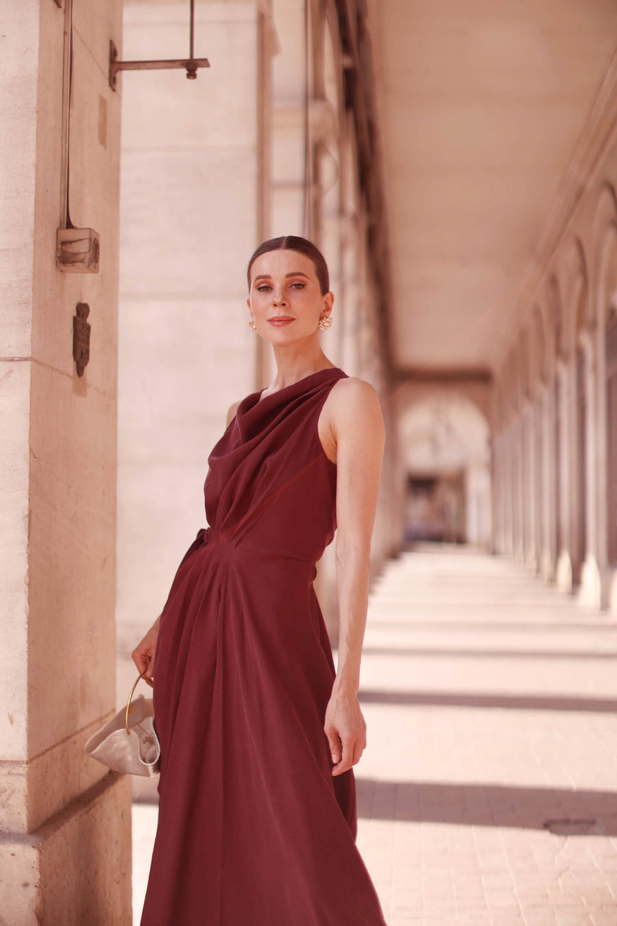 Burgundy Draped Dress