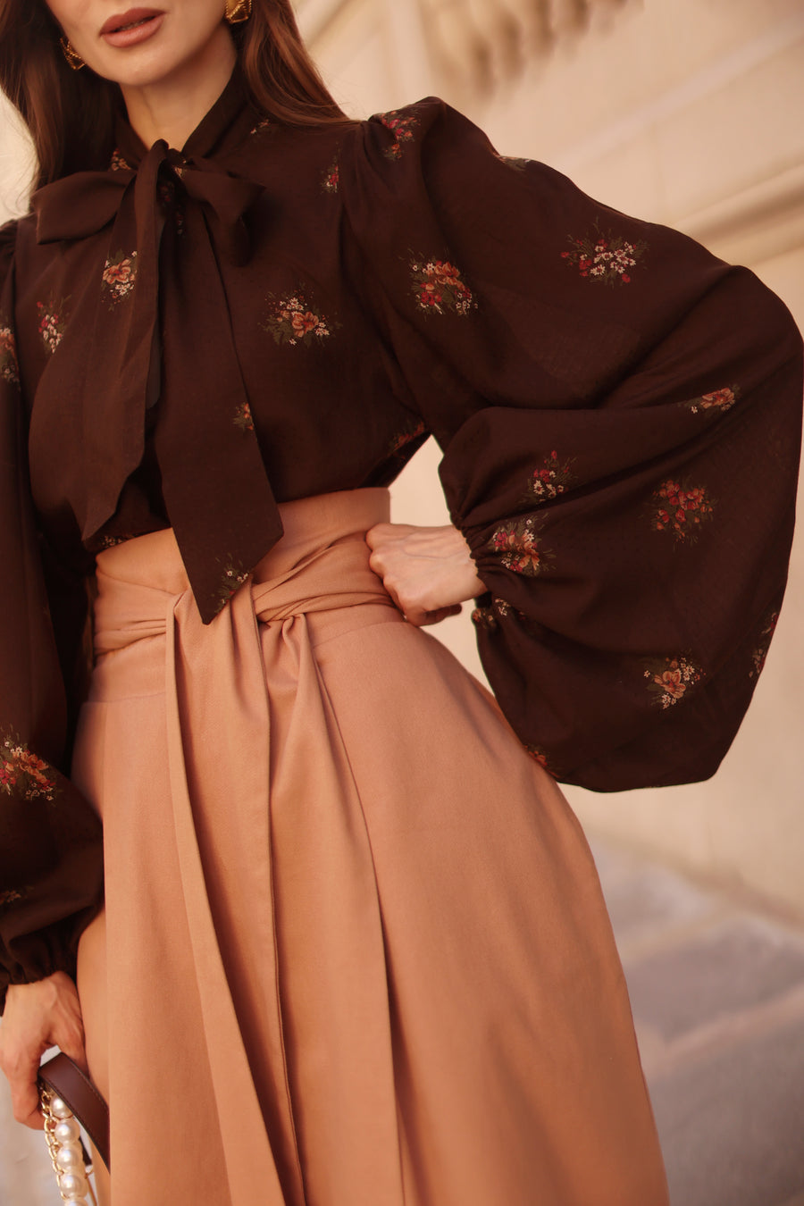 Brown Bouquet Rococo Blouse
