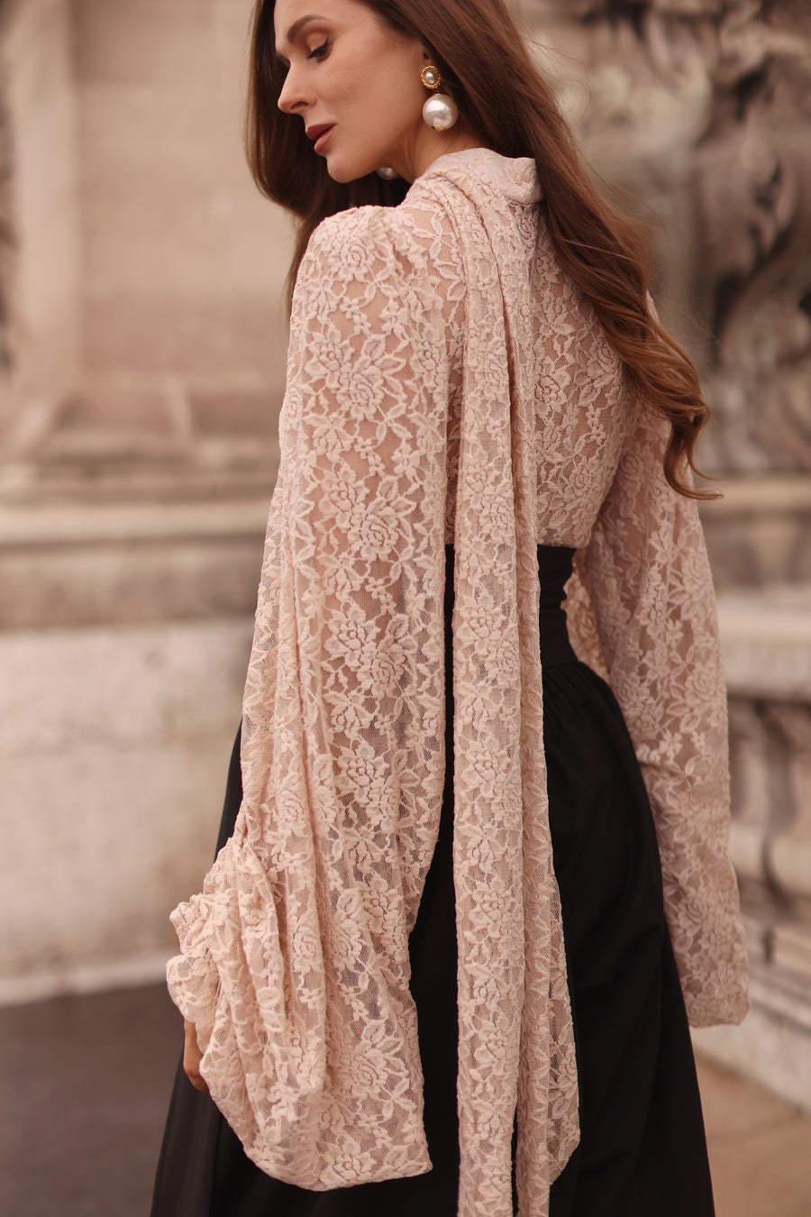 Nude Lace Baroque Blouse