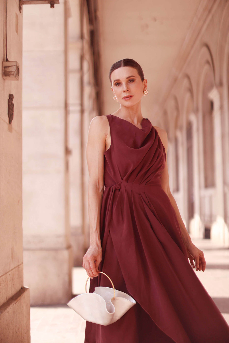 Burgundy Draped Dress