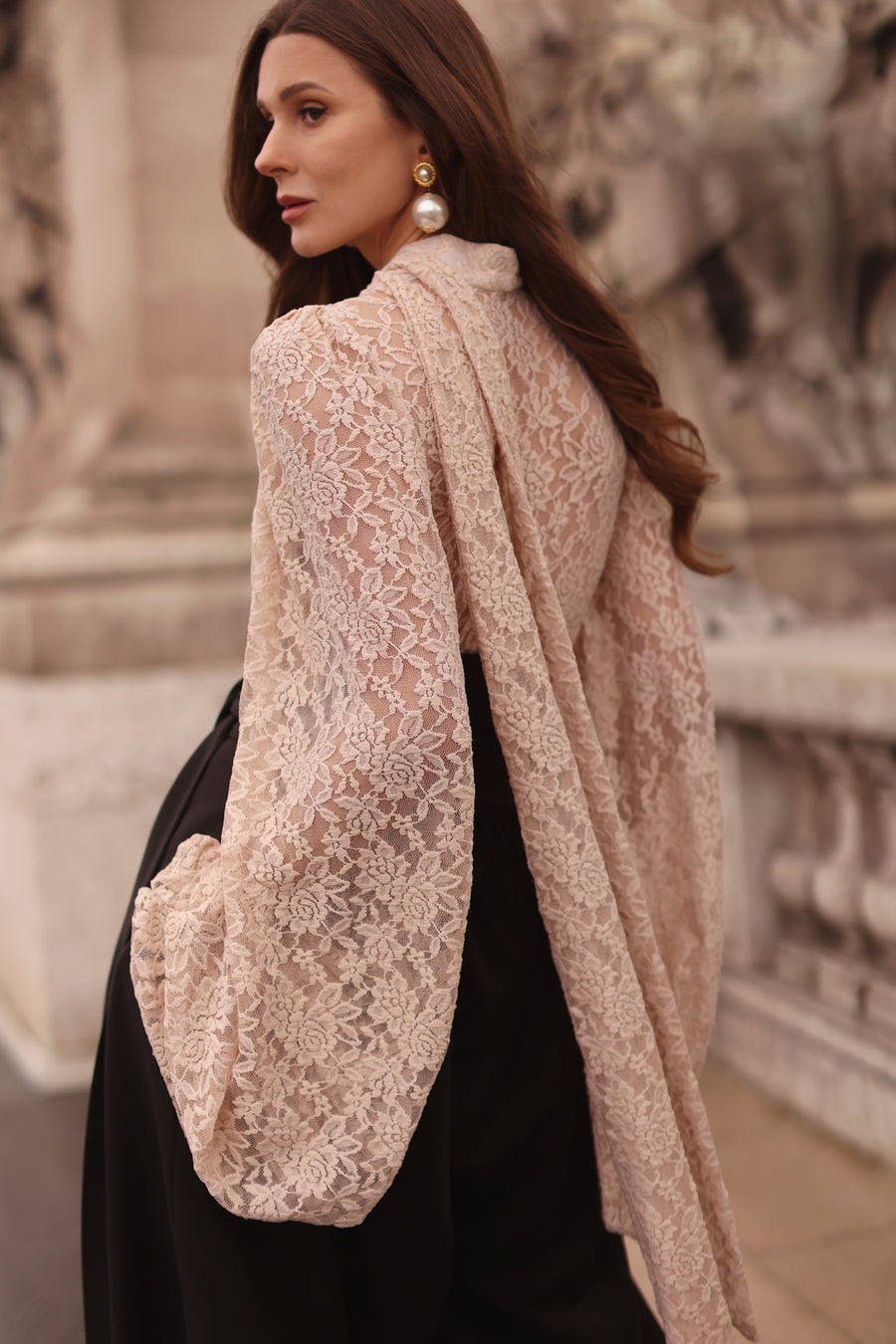 Nude Lace Baroque Blouse