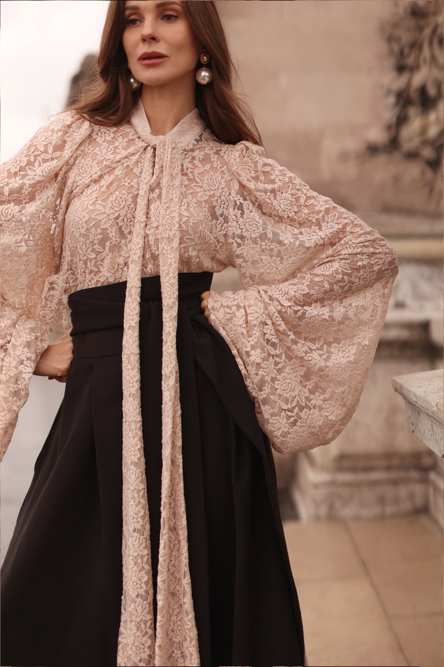 Nude Lace Baroque Blouse