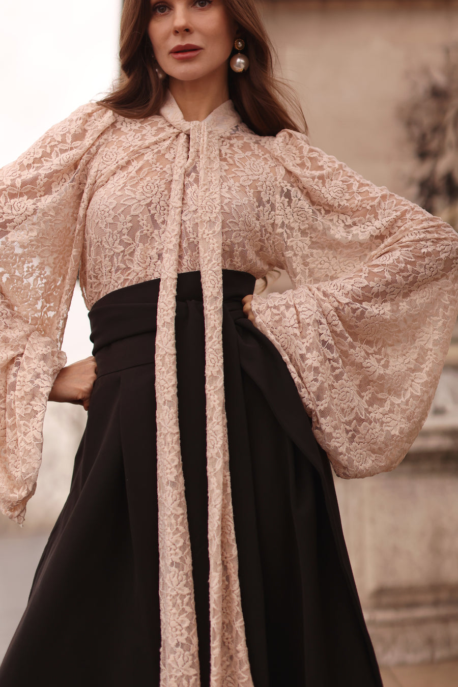 Nude Lace Baroque Blouse