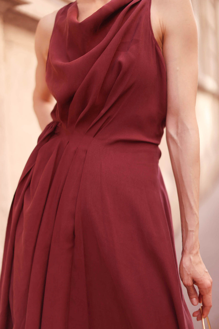 Burgundy Draped Dress