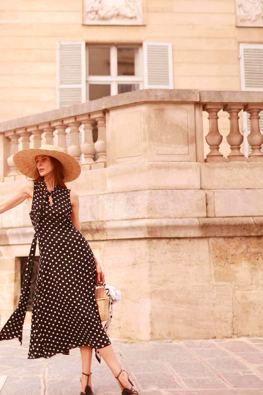 Polka Dot Tailored Tie Dress