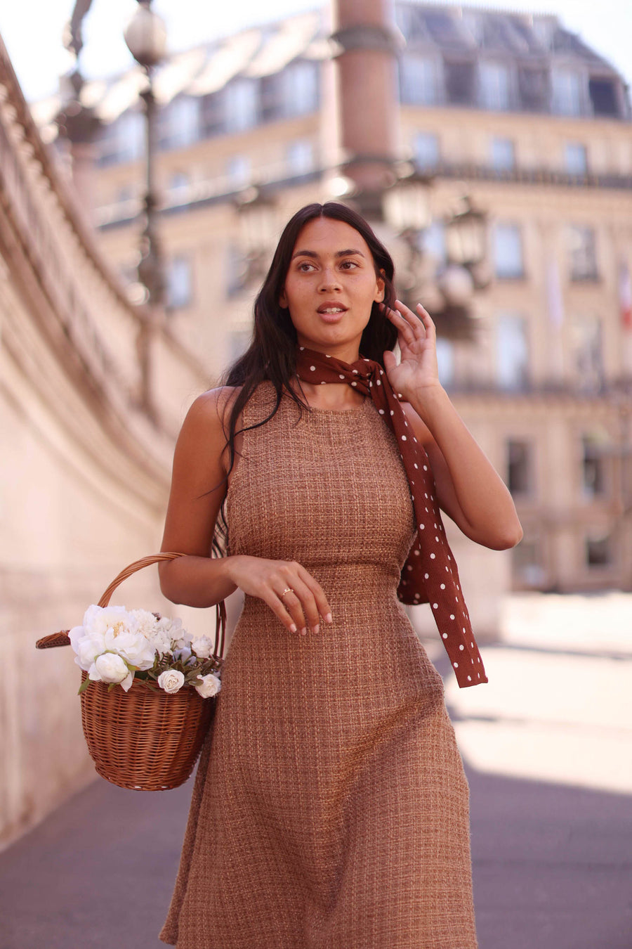 Camel Tweed Swing Dress