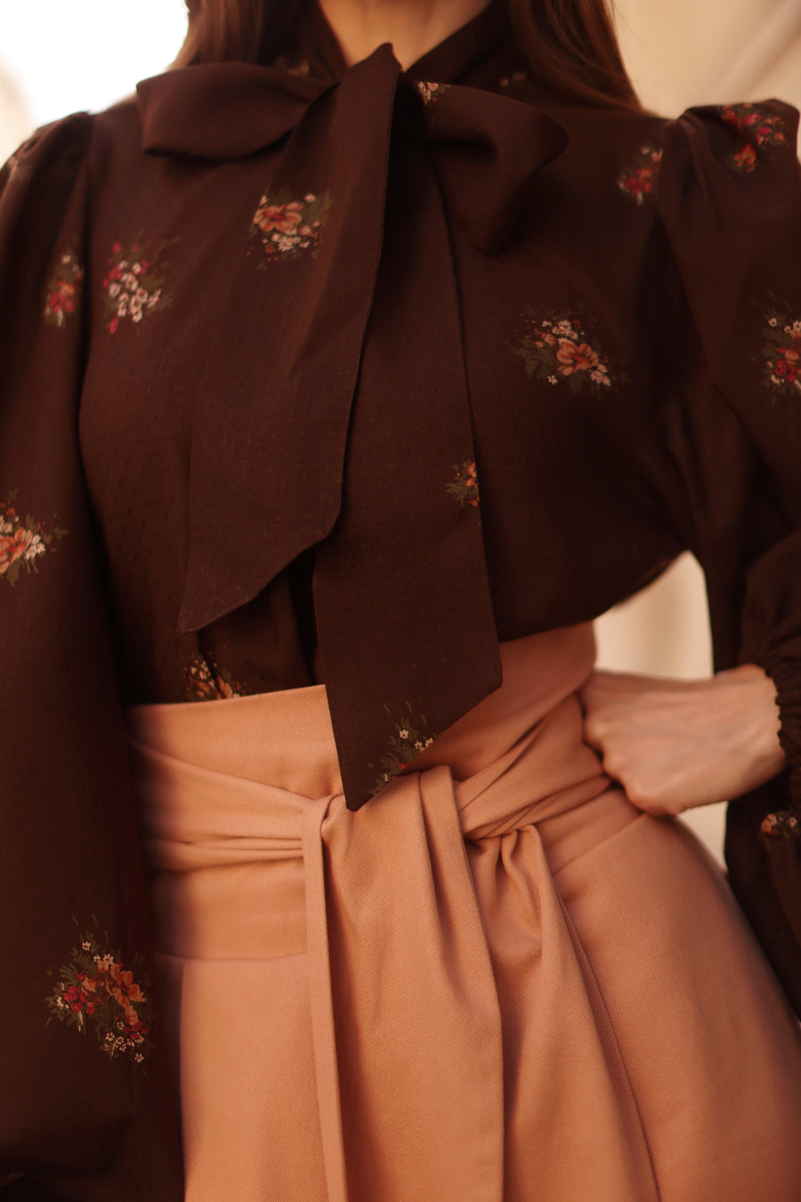 Brown Bouquet Rococo Blouse