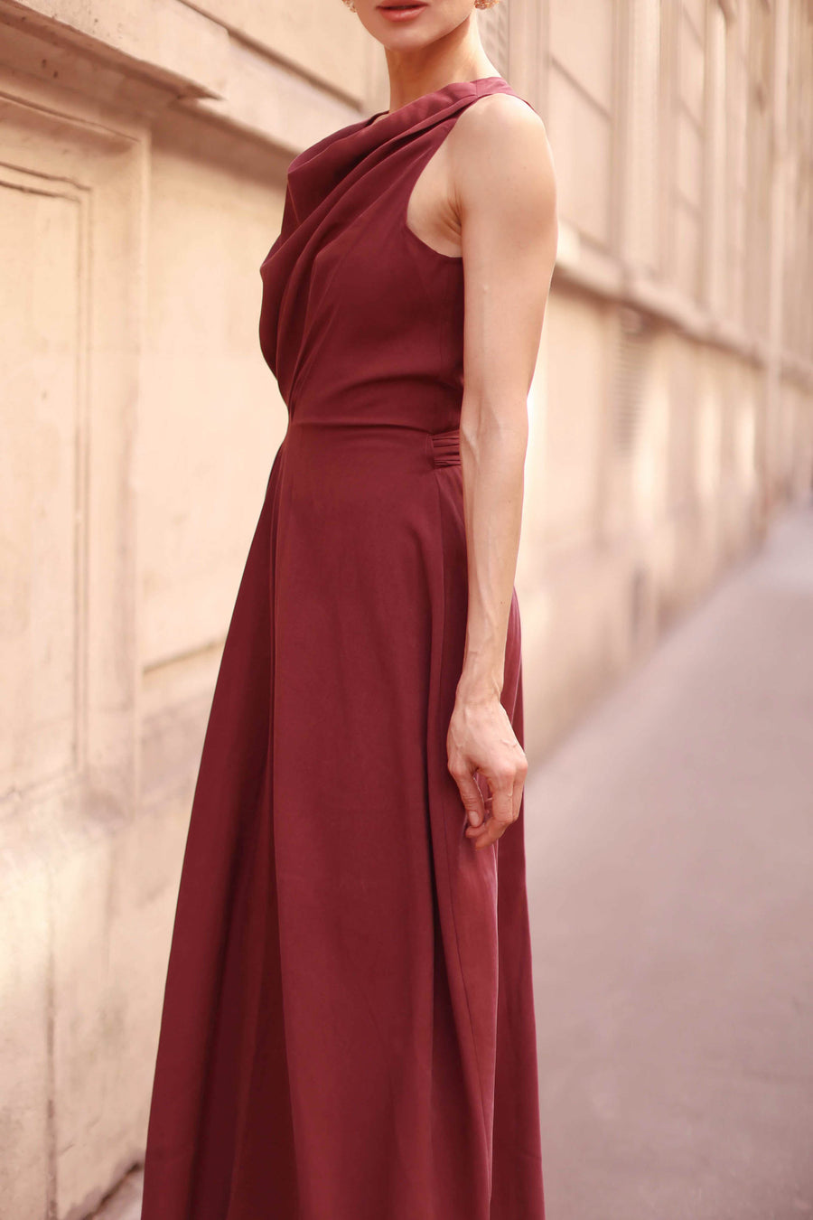 Burgundy Draped Dress