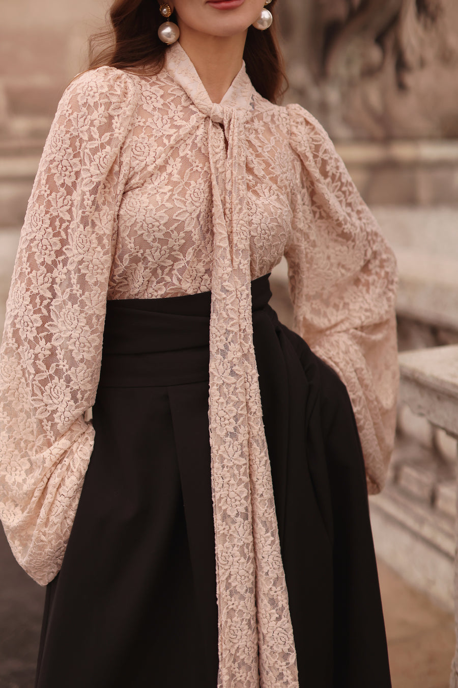 Nude Lace Baroque Blouse