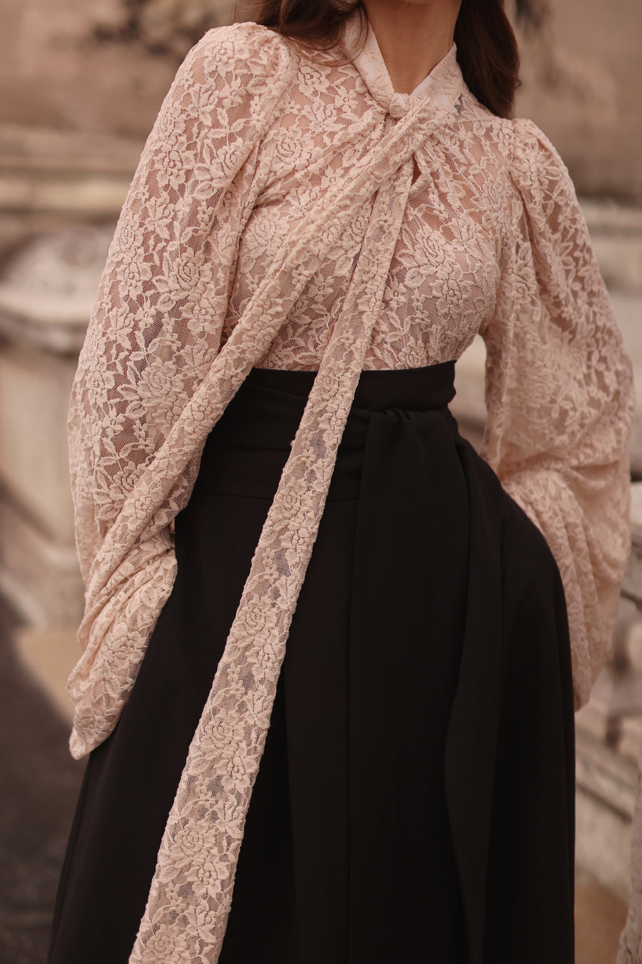 Nude Lace Baroque Blouse