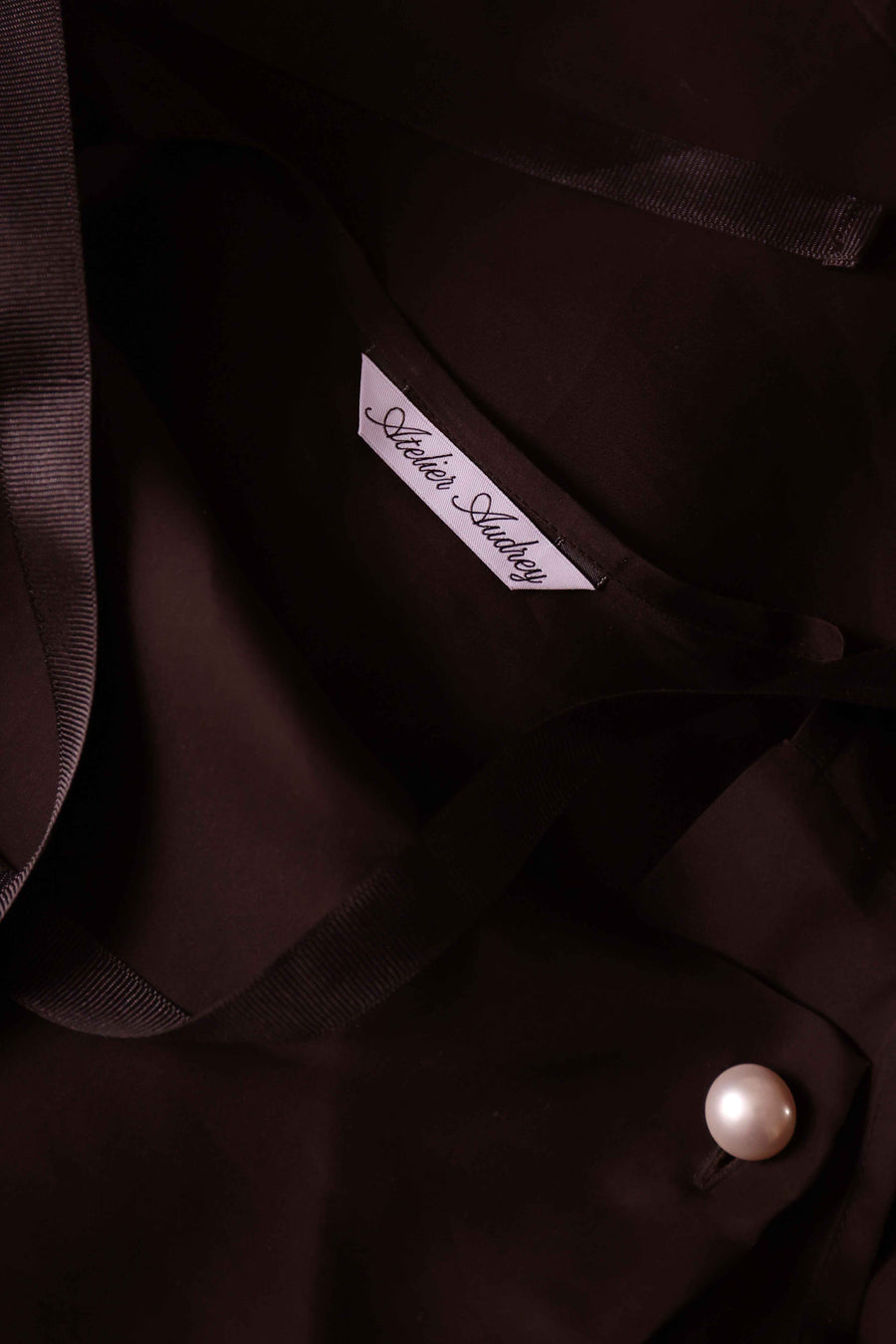 Black Stiff Silk Orsay Blouse