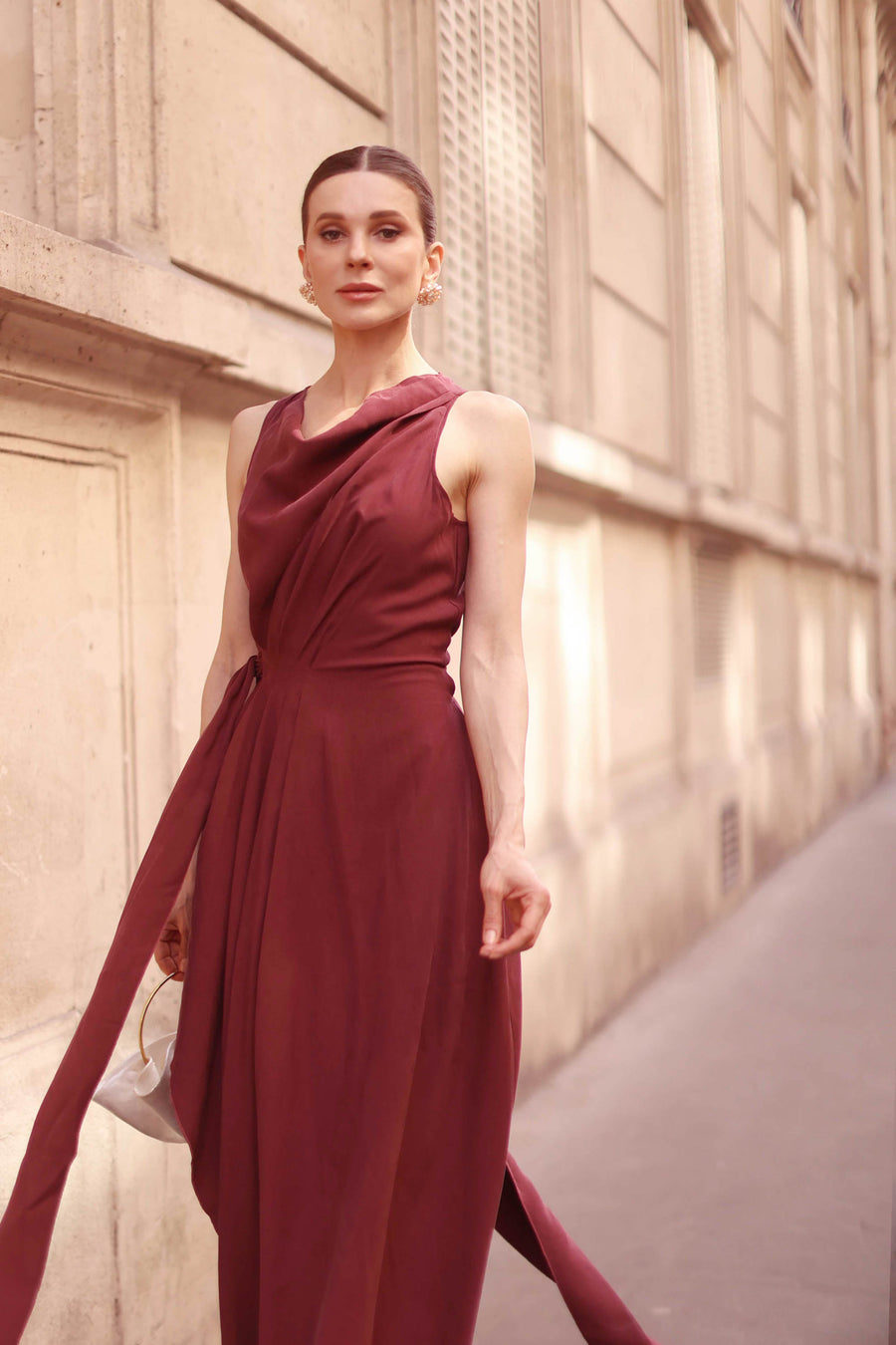 Burgundy Draped Dress
