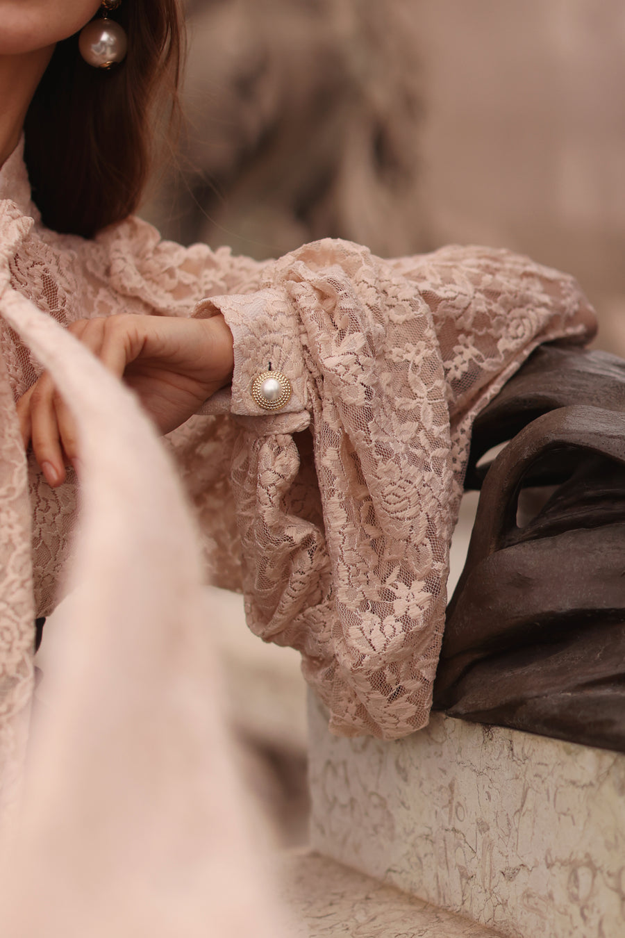 Nude Lace Baroque Blouse