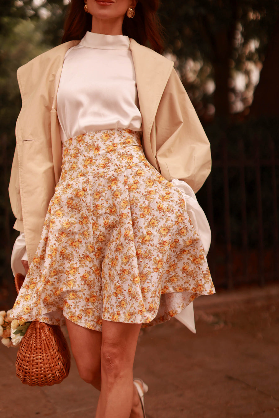 Yellow Floral Tailored Shorts