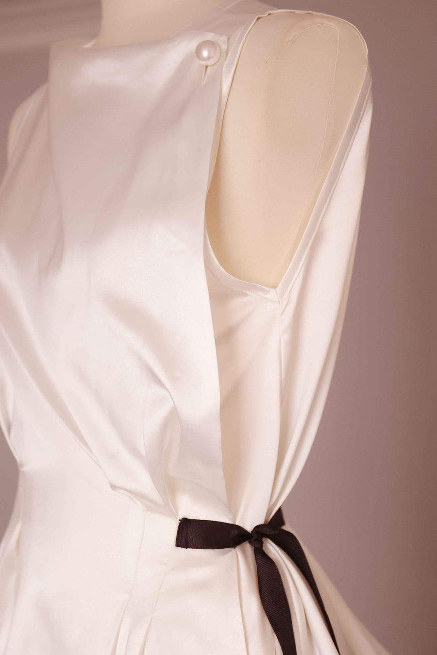 White Fluid Satin Orsay Blouse