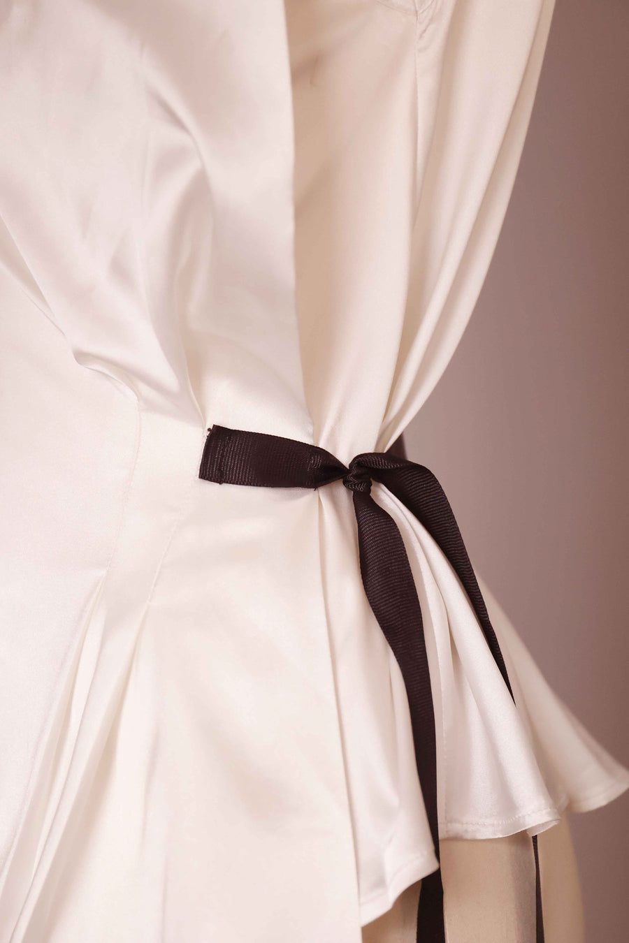 White Fluid Satin Orsay Blouse