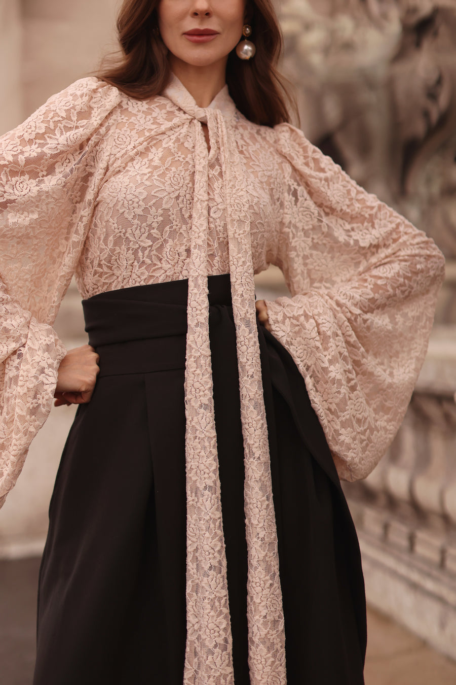 Nude Lace Baroque Blouse