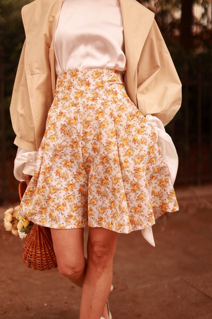 Yellow Floral Tailored Shorts