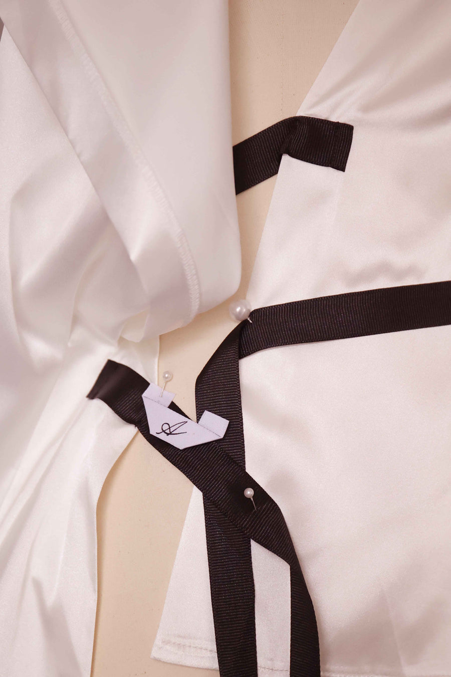 White Fluid Satin Orsay Blouse
