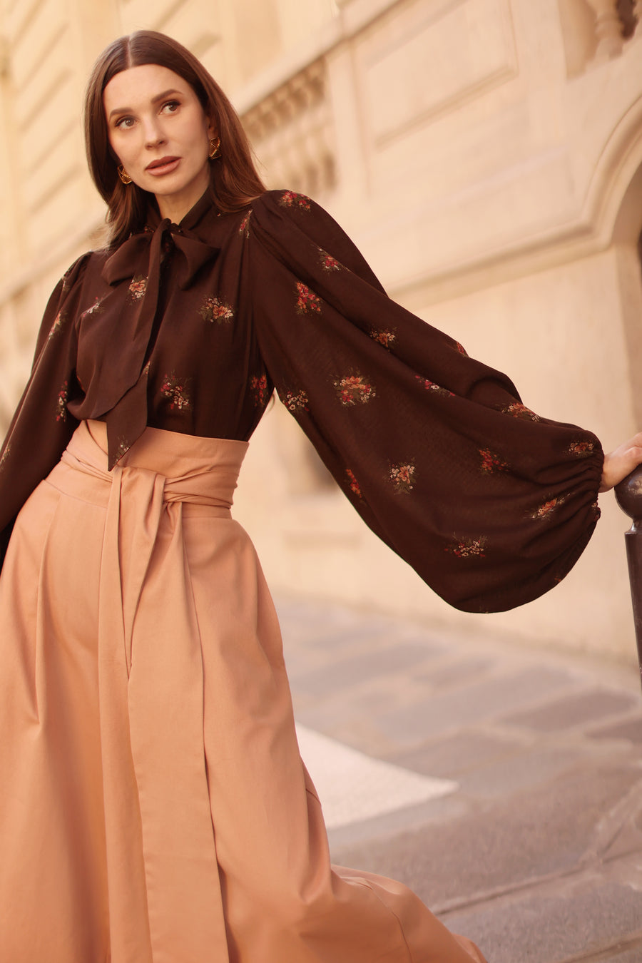 Brown Bouquet Rococo Blouse