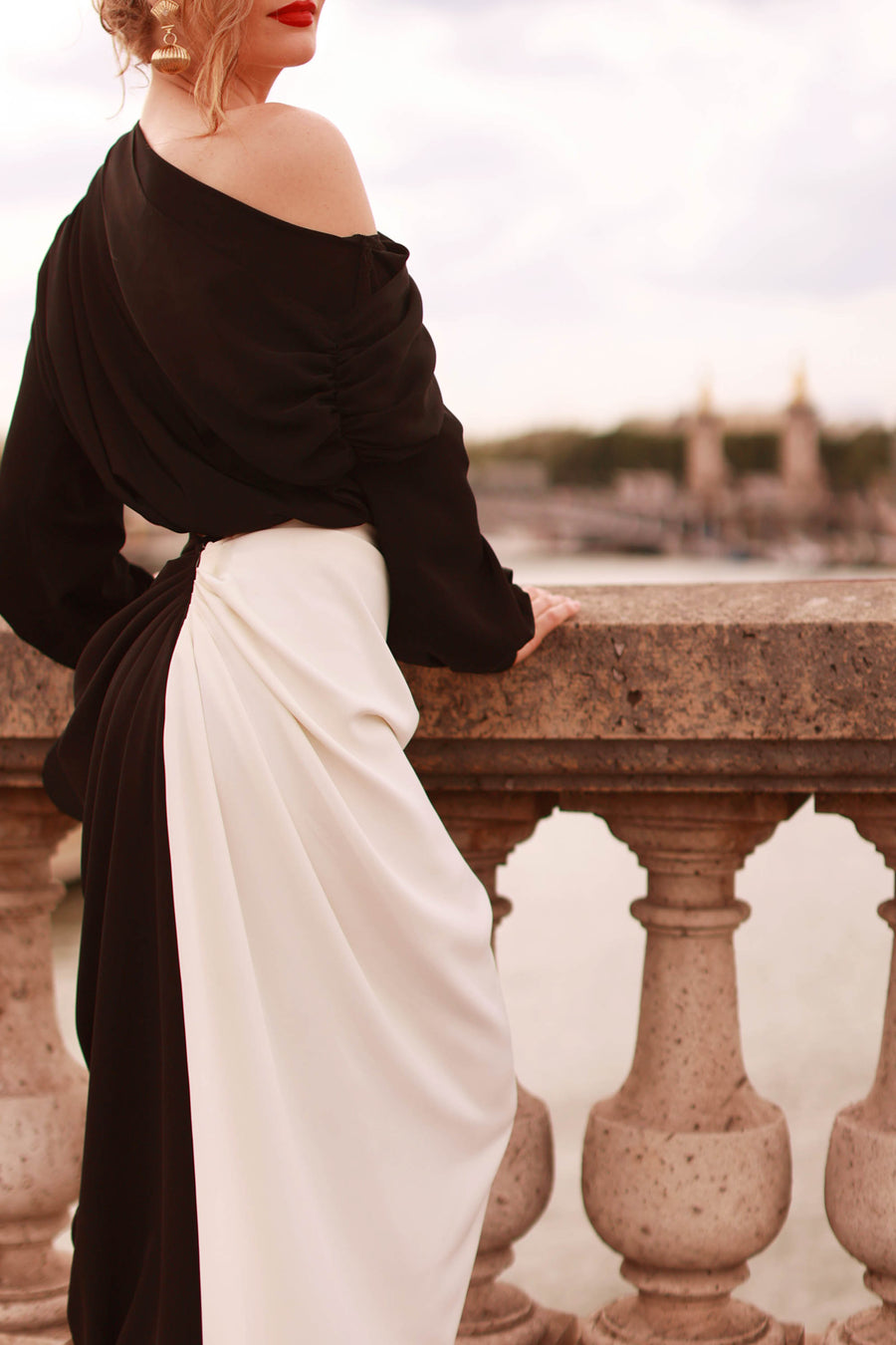 Black Draped Blouse