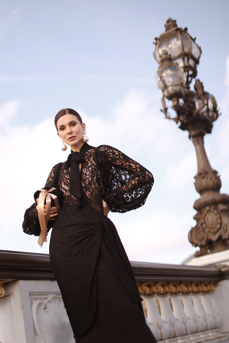 Baroque Lace Wrap Dress