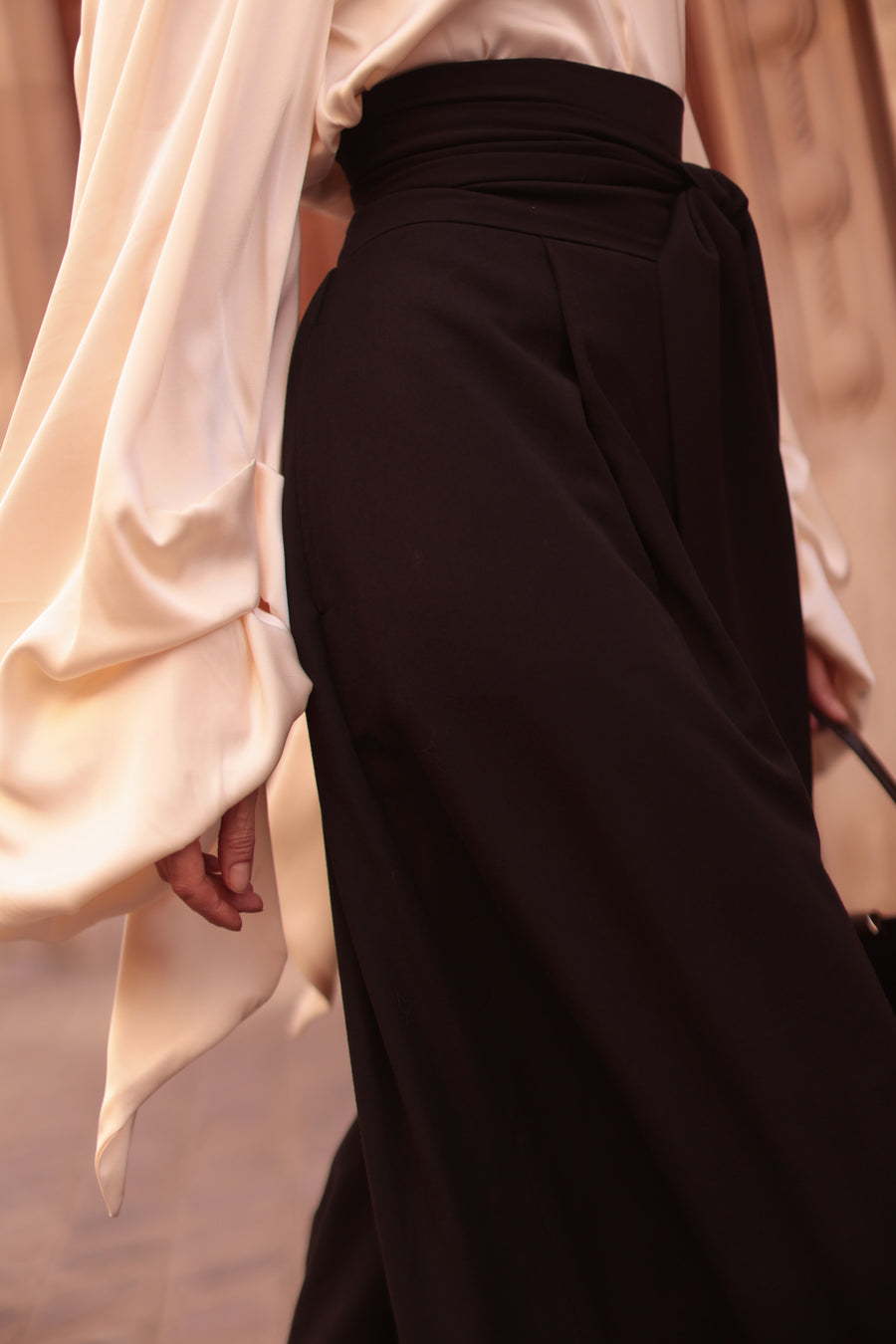 Black Tailored Wrap Trousers