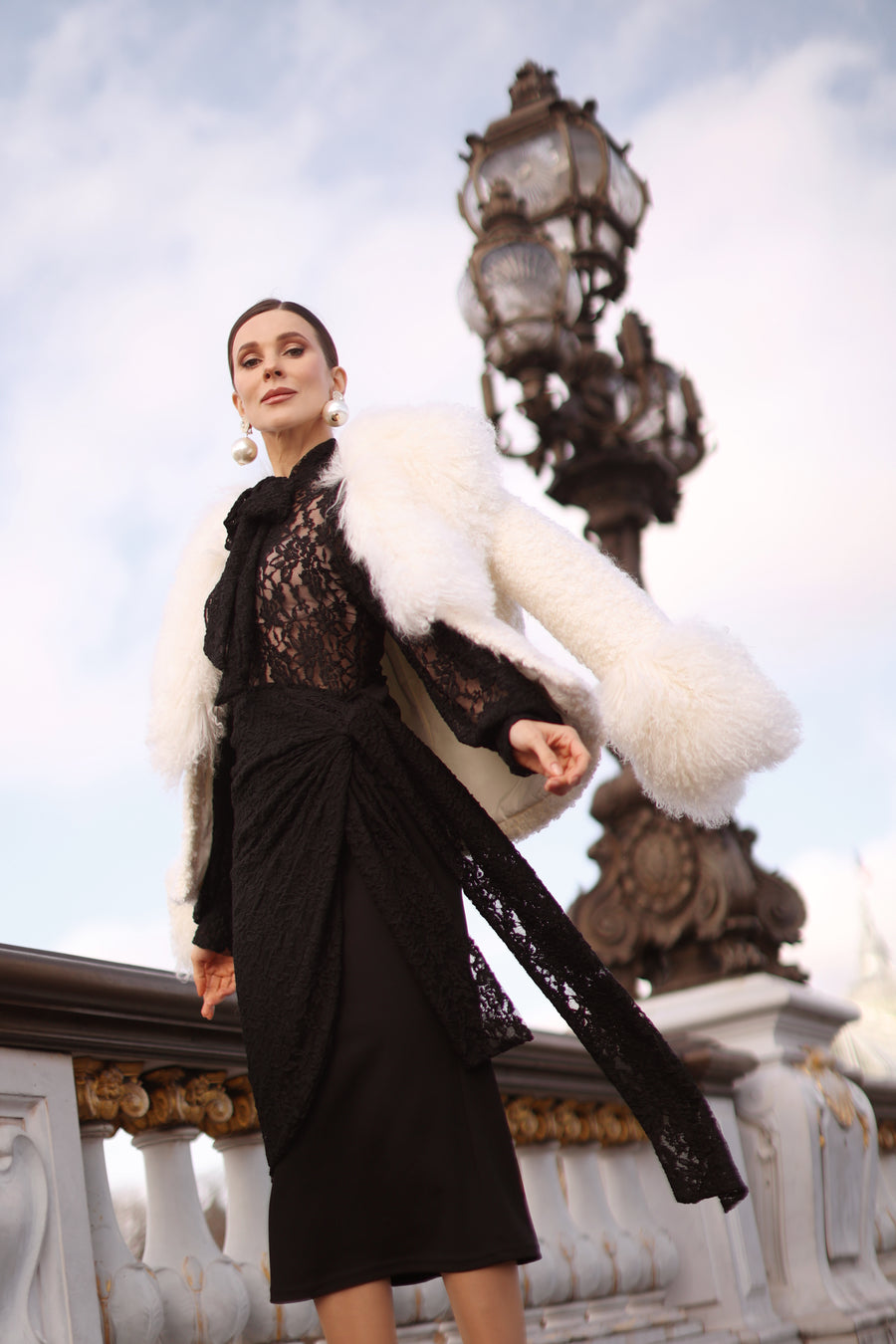 Baroque Lace Wrap Dress