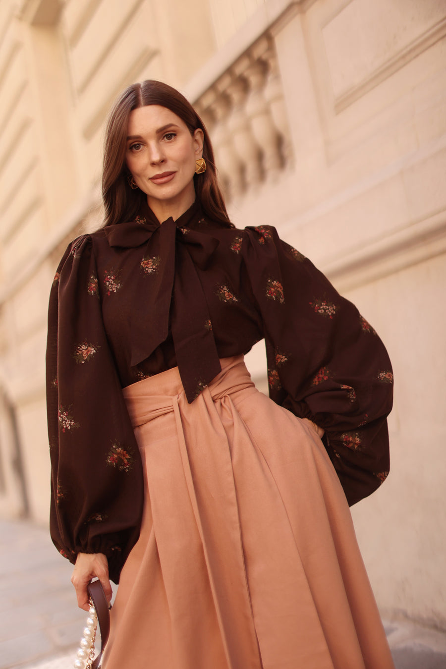 Brown Bouquet Rococo Blouse
