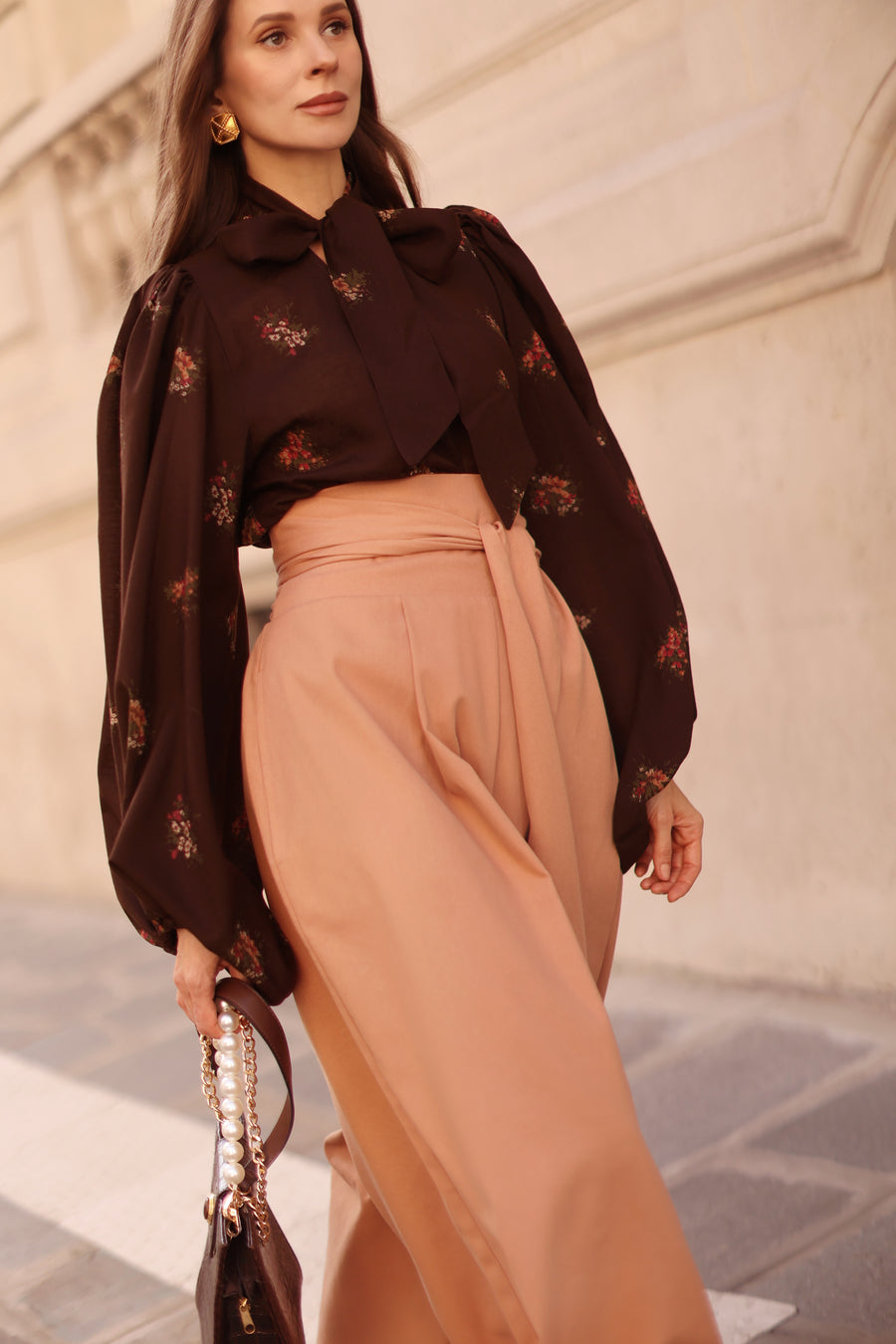 Brown Bouquet Rococo Blouse