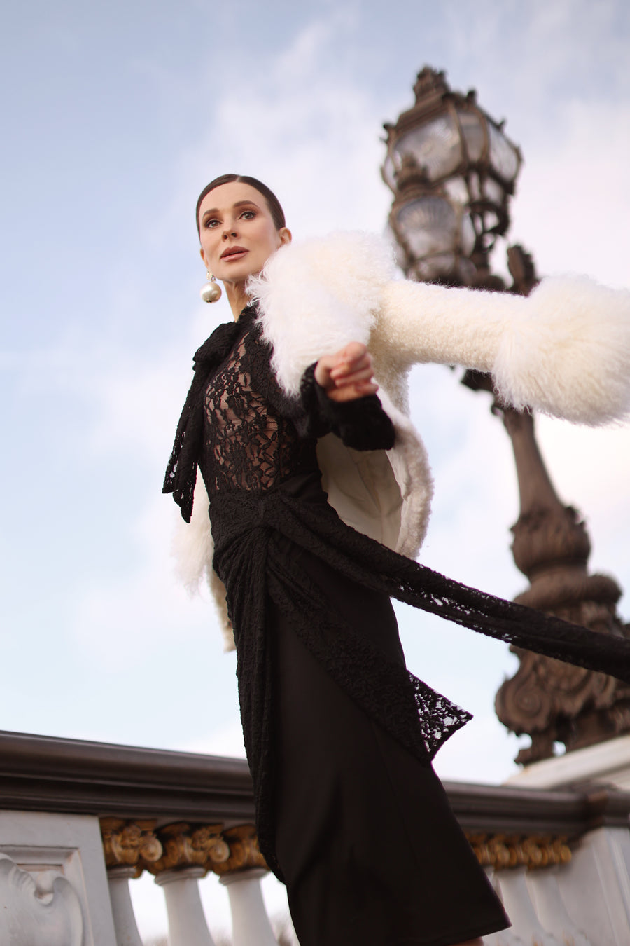 Baroque Lace Wrap Dress