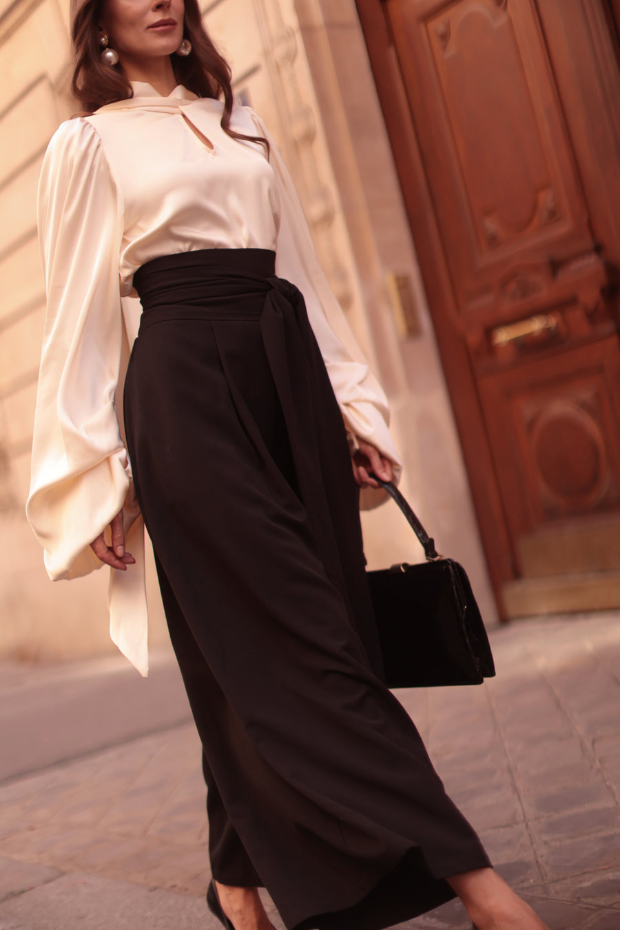 Black Tailored Wrap Trousers