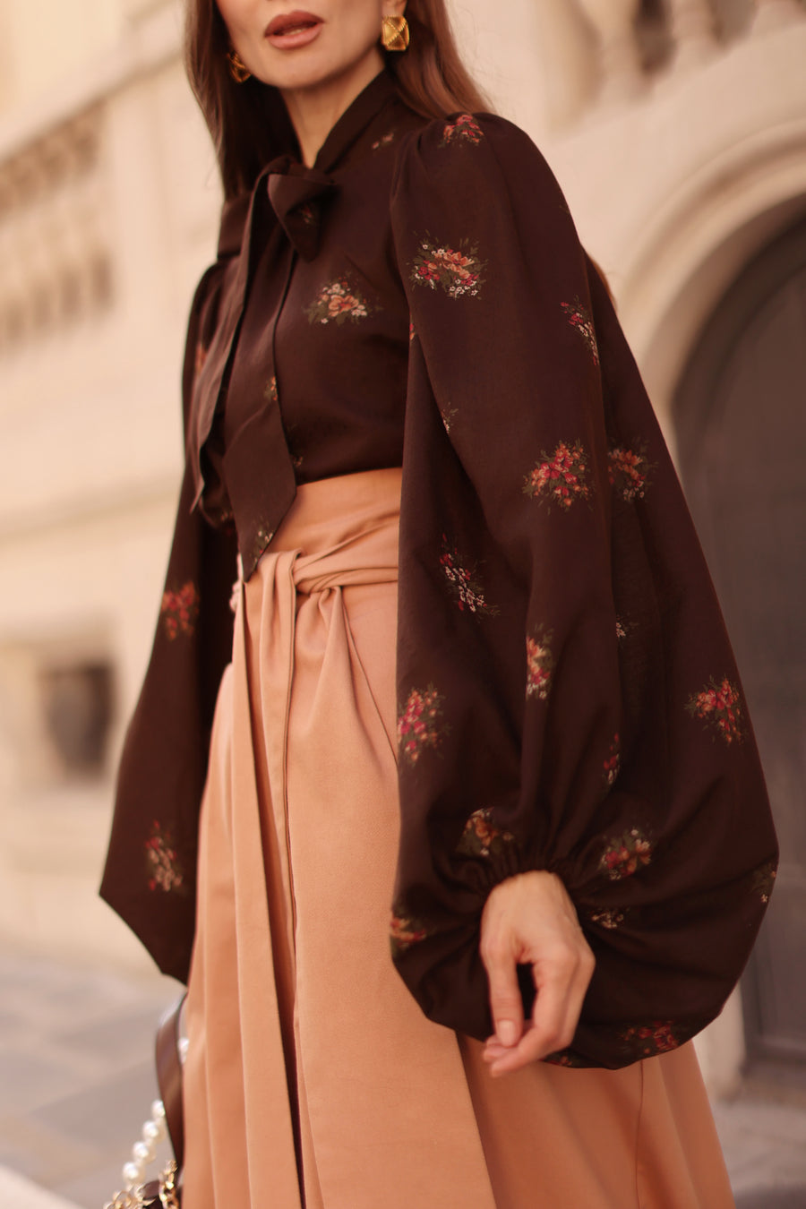 Brown Bouquet Rococo Blouse