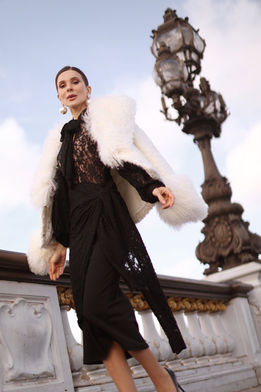 Baroque Lace Wrap Dress