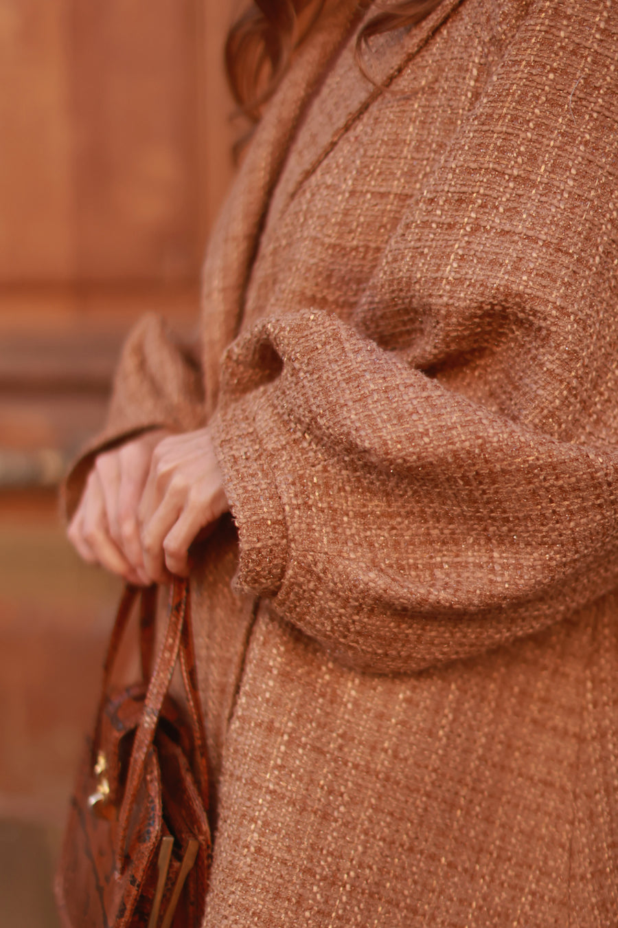 Camel Tweed Swing Coat