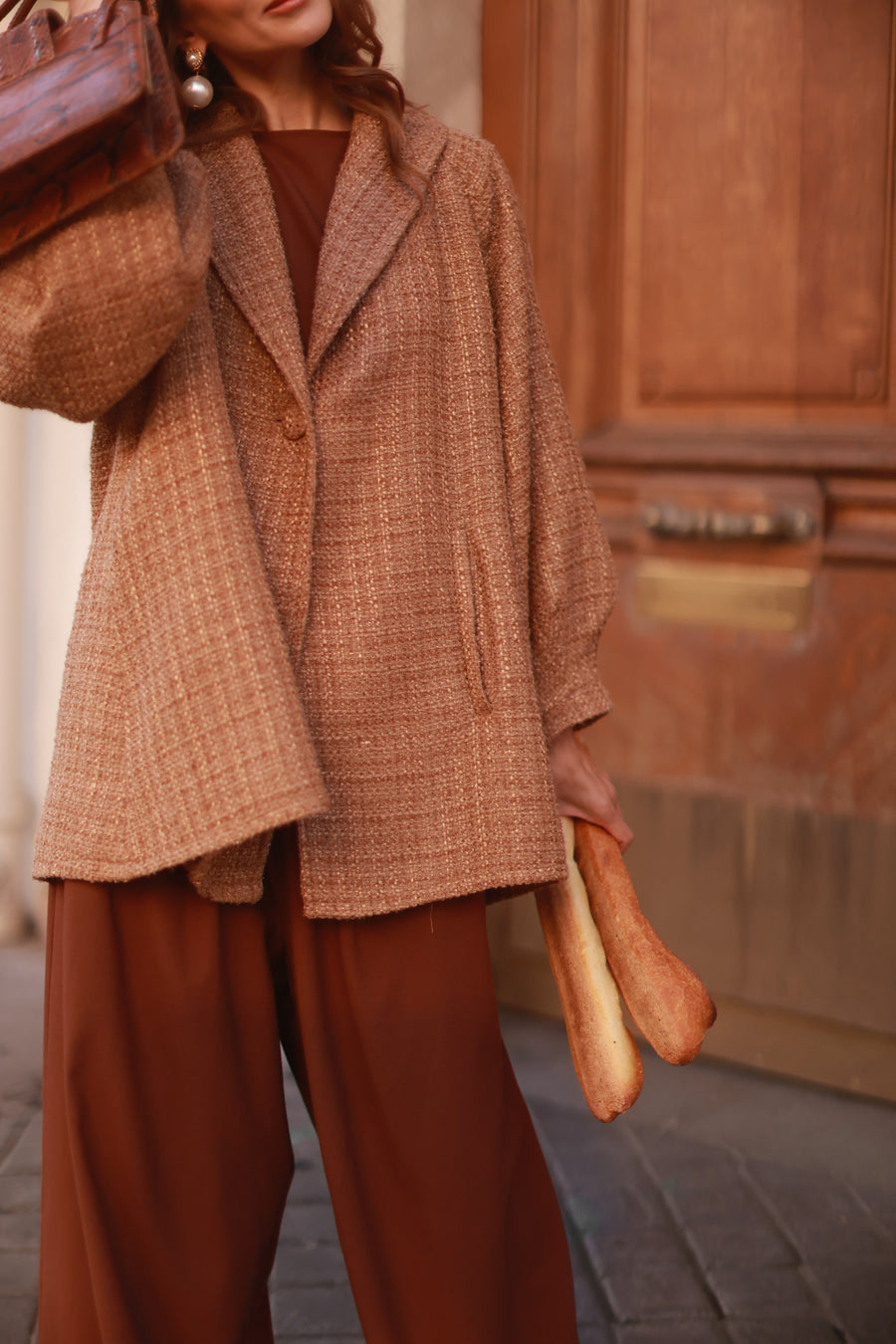 Camel Tweed Swing Coat