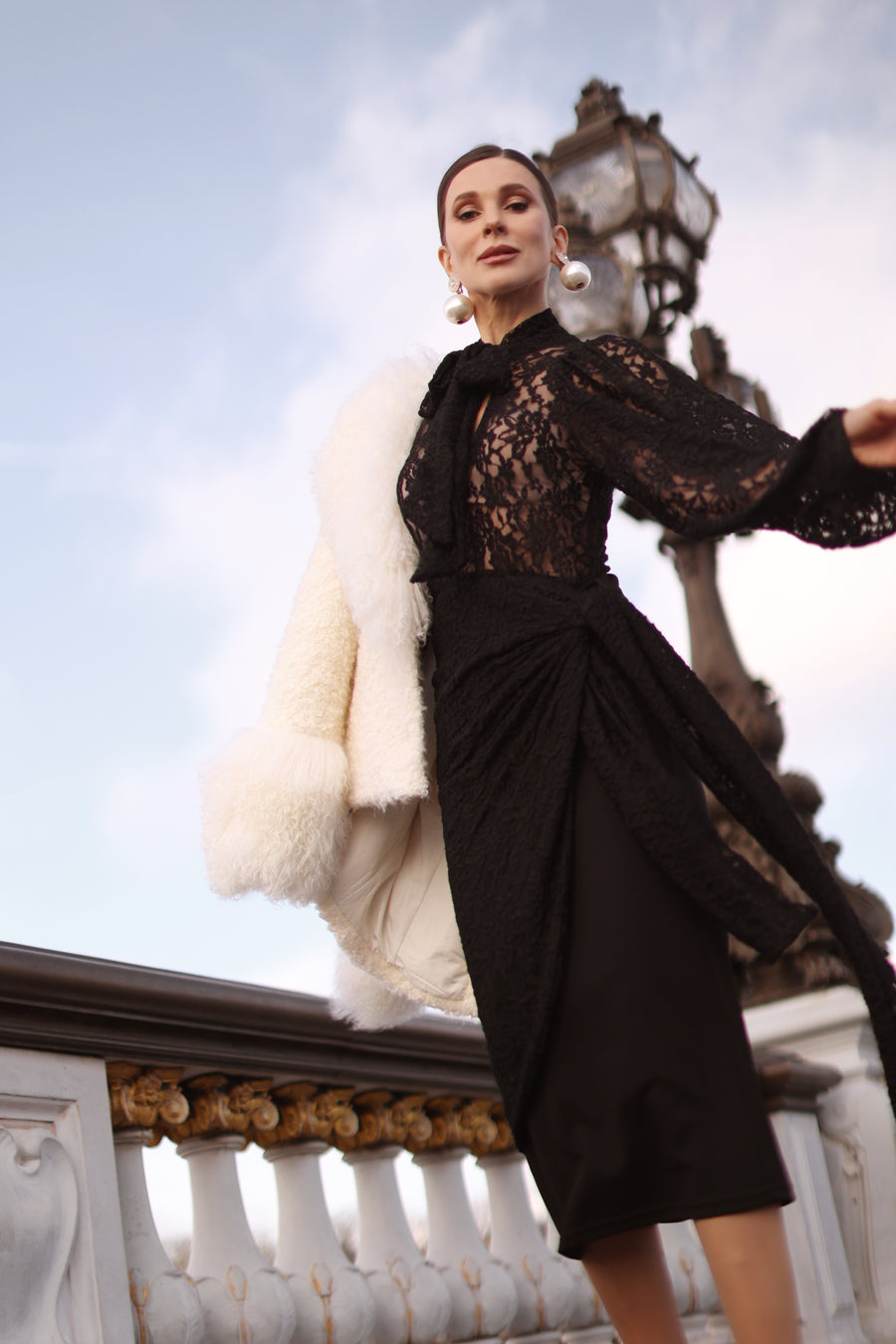 Baroque Lace Wrap Dress