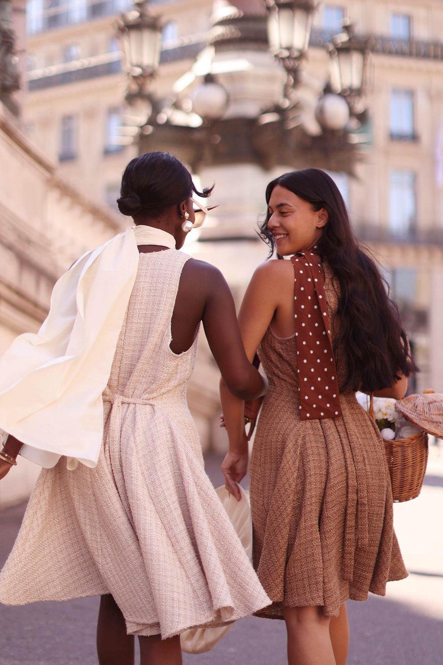 Beige Tweed Swing Dress